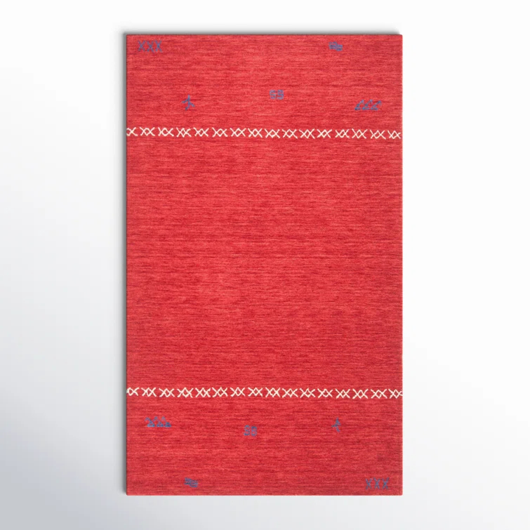 Santiago Handmade Wool Red Rug