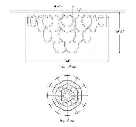 Clear Glass and Nickel 34" LED Flush Mount Light