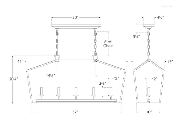 Darlana Gilded Iron 5-Light Linear Island Chandelier