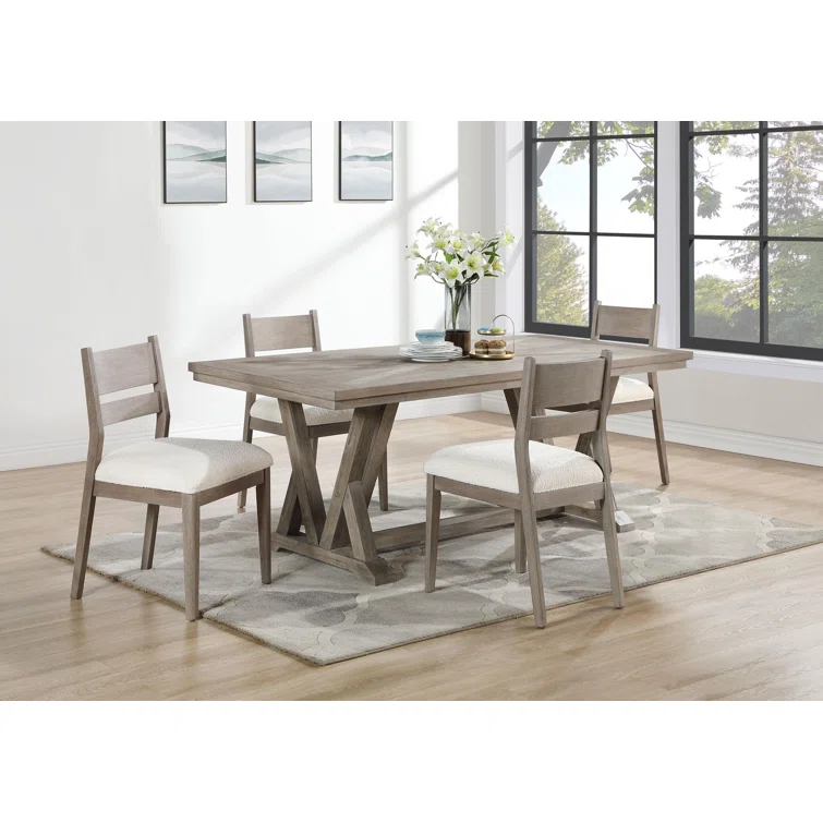 Cornelia Rectangular Dining Table Set Coastal Grey