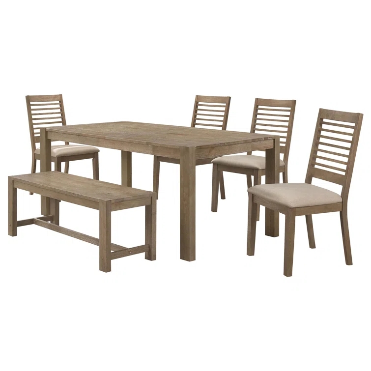 Scottsdale 6-Piece Rectangular Dining Set Brown Washed