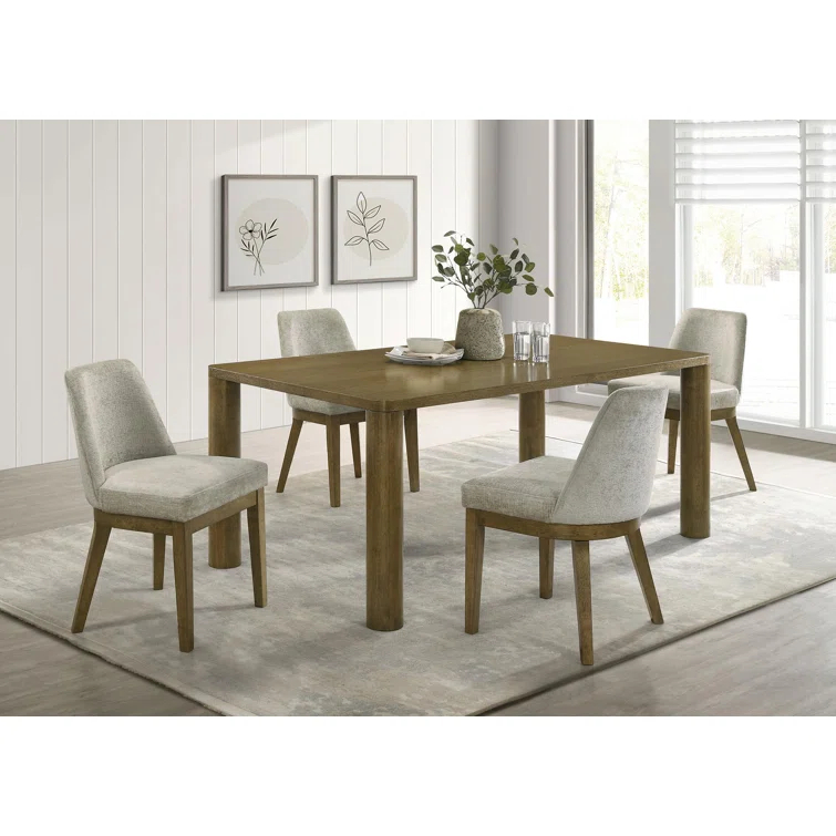 Castlewood 71-Inch Rectangular Dining Set Brown Oak