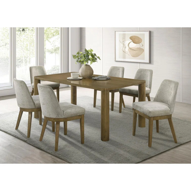 Castlewood 71-Inch Rectangular Dining Set Brown Oak