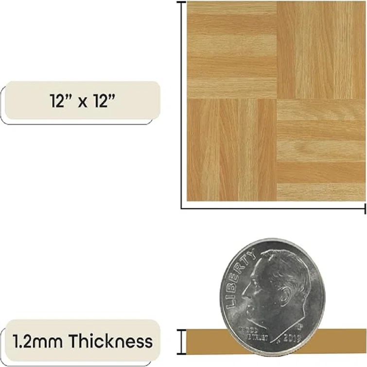 12" x 12" x 1.2mm Oak Vinyl Tile