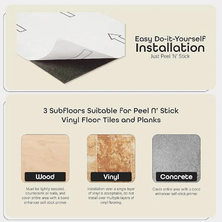 Woven Trends Tivoli Self Adhesive Vinyl Floor Tiles, 45 Pcs, 12" X 12"