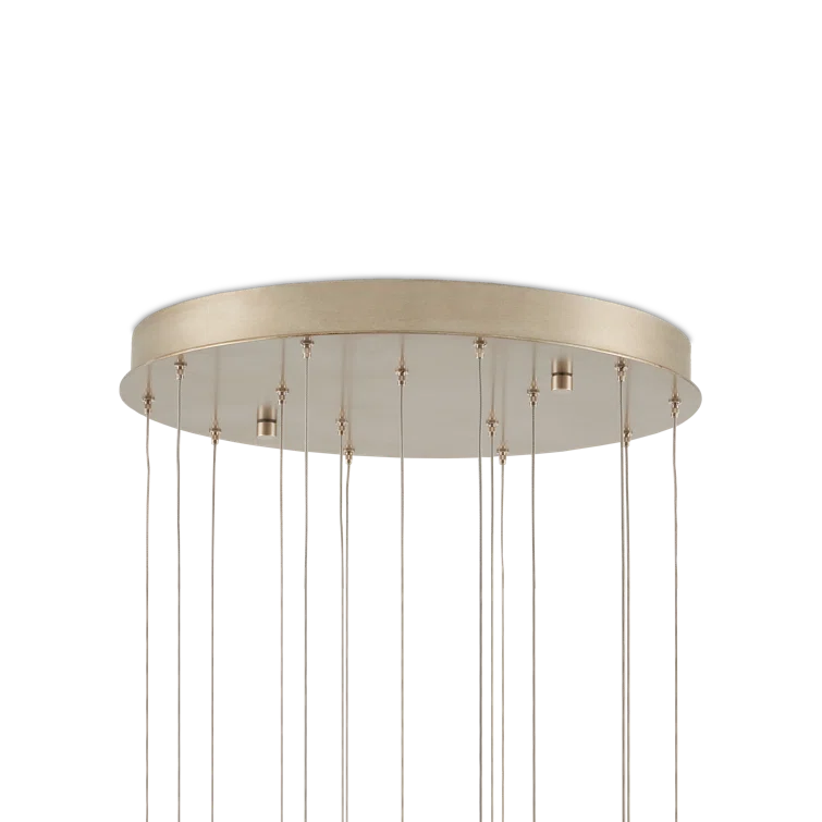 Antique Brass and Frosted Glass 15-Light Pendant