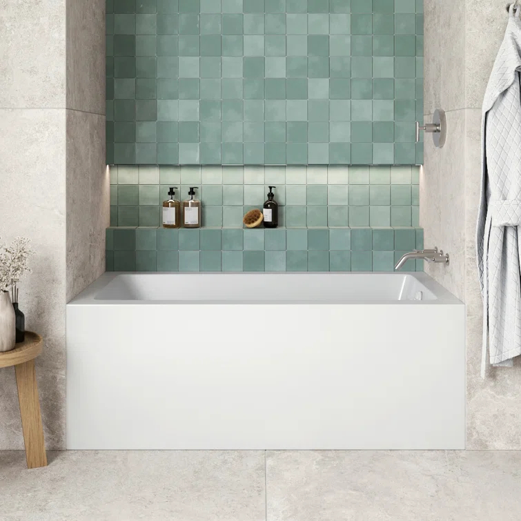 Streamline GA-304-10-WH 60 in. x 30 in. Acrylic Right-Hand Drain Alcove Bathtub in Glossy White With External Drain in Glossy White