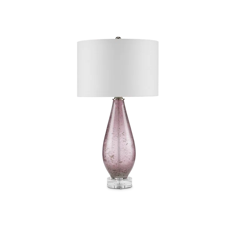 Optimist Purple and Clear Glass Table Lamp with Antique Nickel Finish