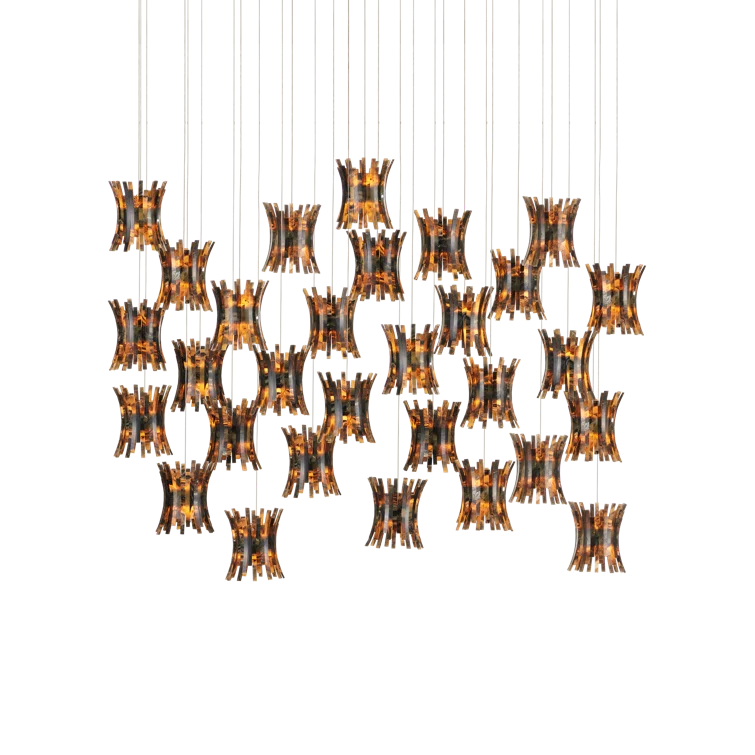 Alsop Elegance 30-Light Multi-Drop Pendant in Brown, Black, and Silver