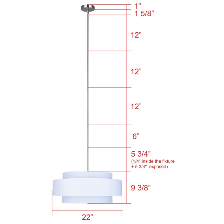 Eline 3 Light Metal Dimmable Drum Chandelier