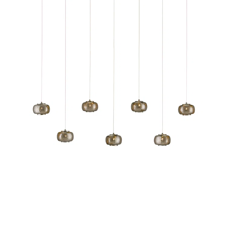 Silver Nickel 7-Light LED Island Pendant with Metal Shades