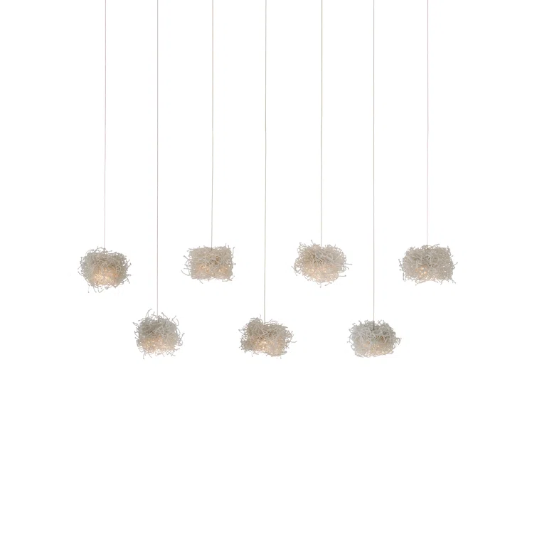 Elysian Silver Glass Bead 7-Light LED Island Pendant