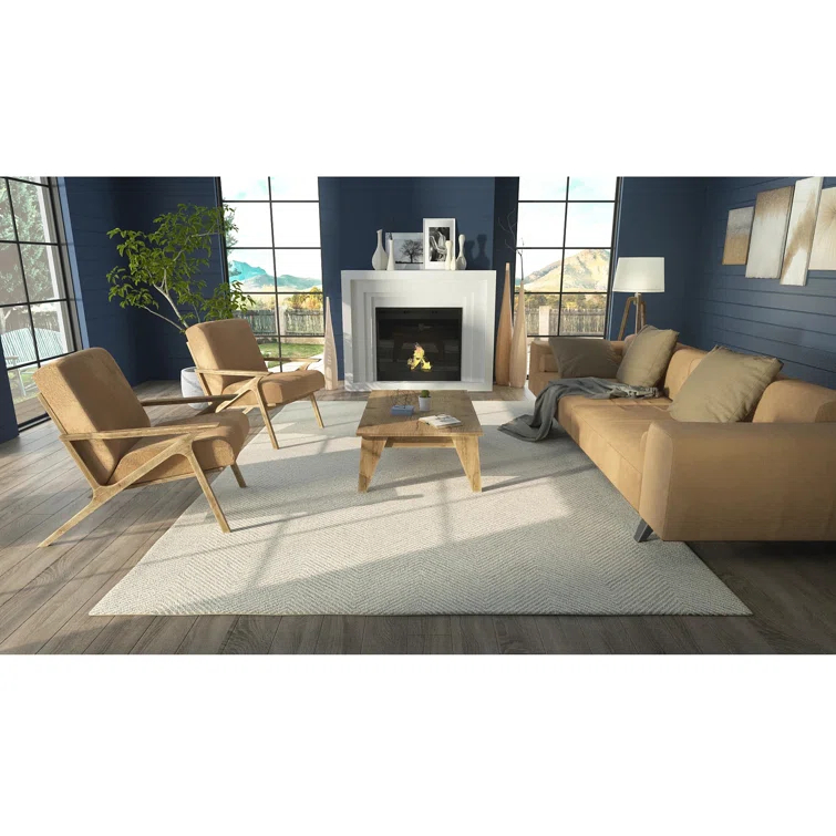 Wheaton Chevron Handmade Tufted Wool Taupe Area Rug