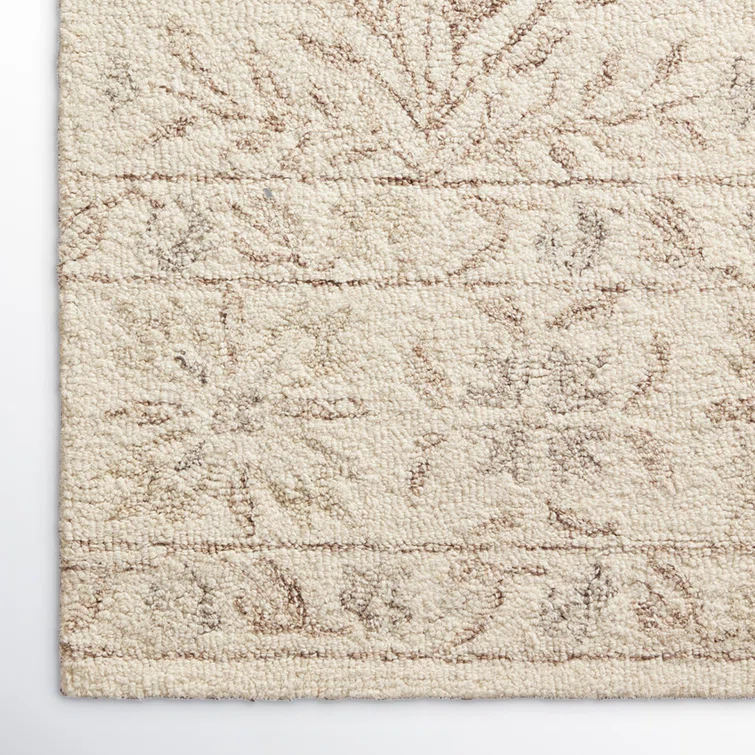Aden Floral Handmade Hooked Wool Ivory/ Brown/Grey Area Rug