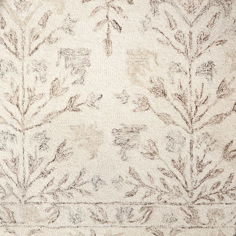 Aden Floral Handmade Hooked Wool Ivory/ Brown/Grey Area Rug