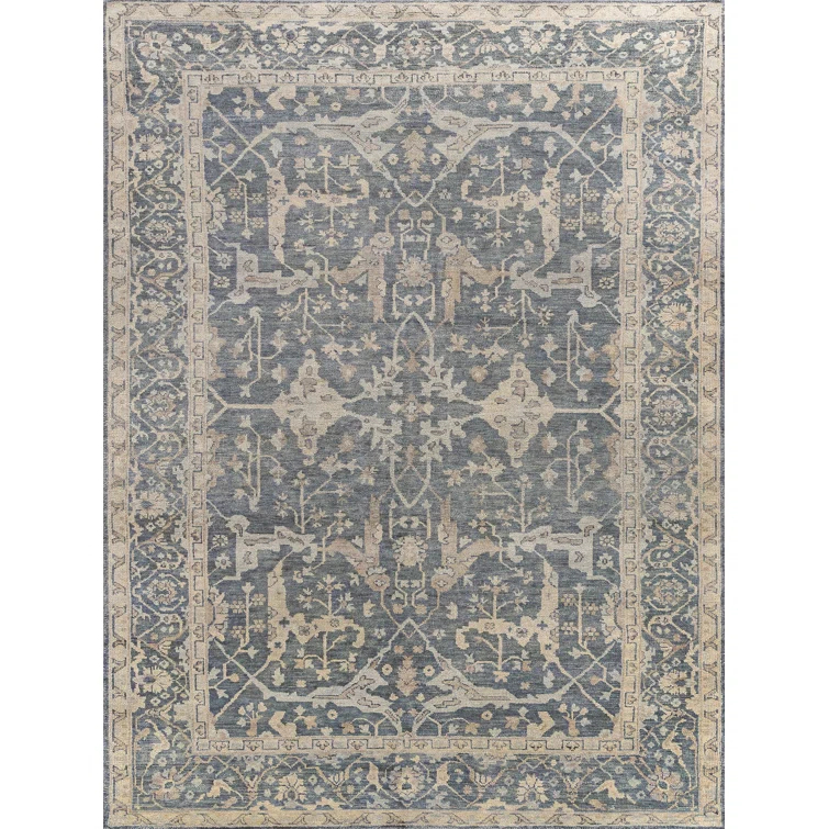 Exquisite Rugs Antique Weave Oushak Handmade Hand Knotted New Zealand Wool Blue Area Rug