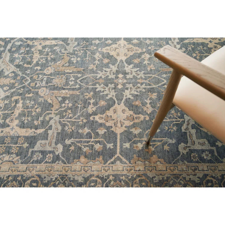 Exquisite Rugs Antique Weave Oushak Handmade Hand Knotted New Zealand Wool Blue Area Rug