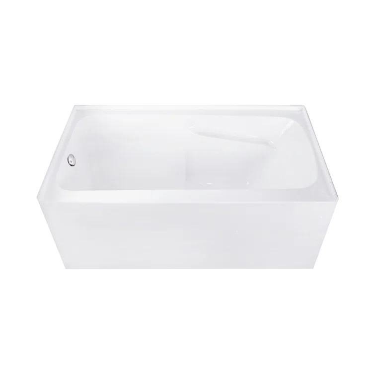 Kingston Brass Aqua Eden 54-Inch Acrylic Rectangular 3-Wall Alcove Tub With Armrests
