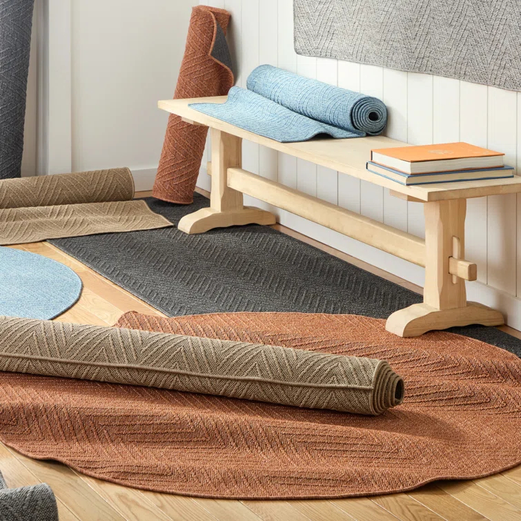 TOWN & COUNTRY BASICS Pax Herringbone Textured Solid Machine Washable Area Rug Brown