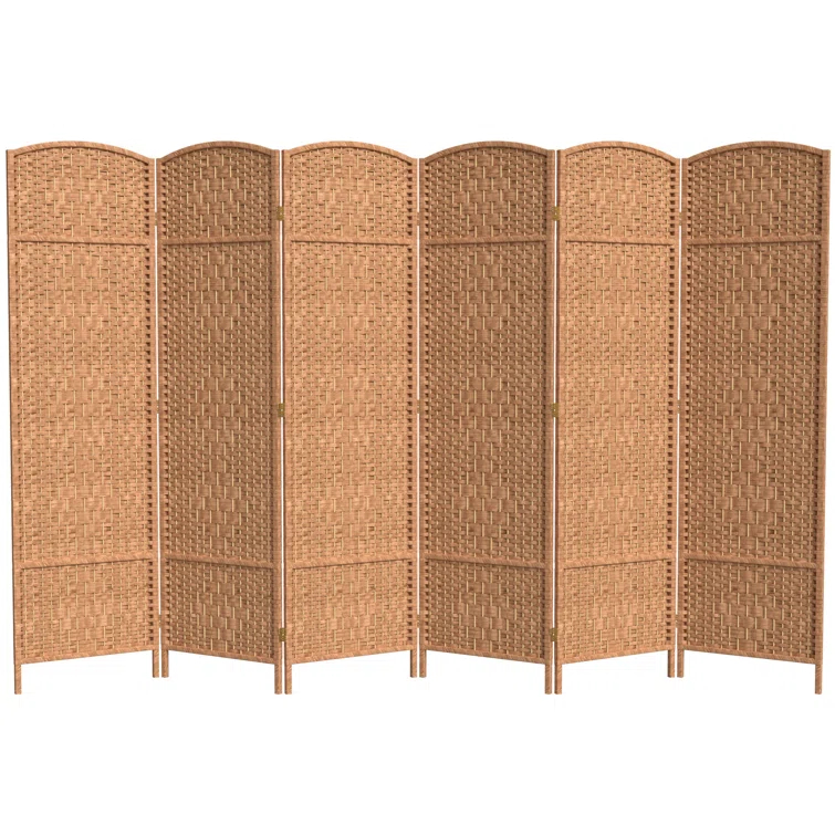 Oriental Furniture 6 ft. Tall Diamond Weave Room Divider - Natural - 6 Panel