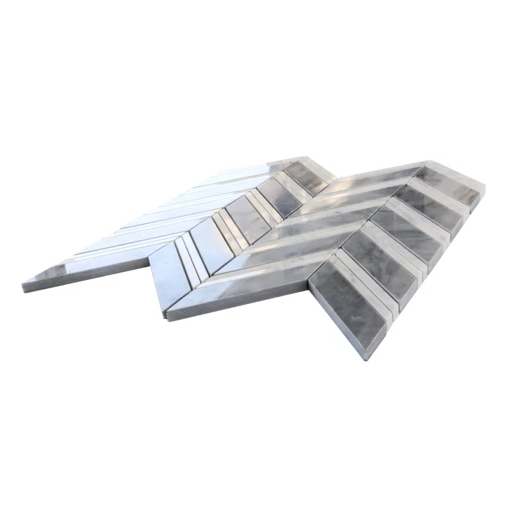 11" X 11.8" Herringbone Marble Polished Tile