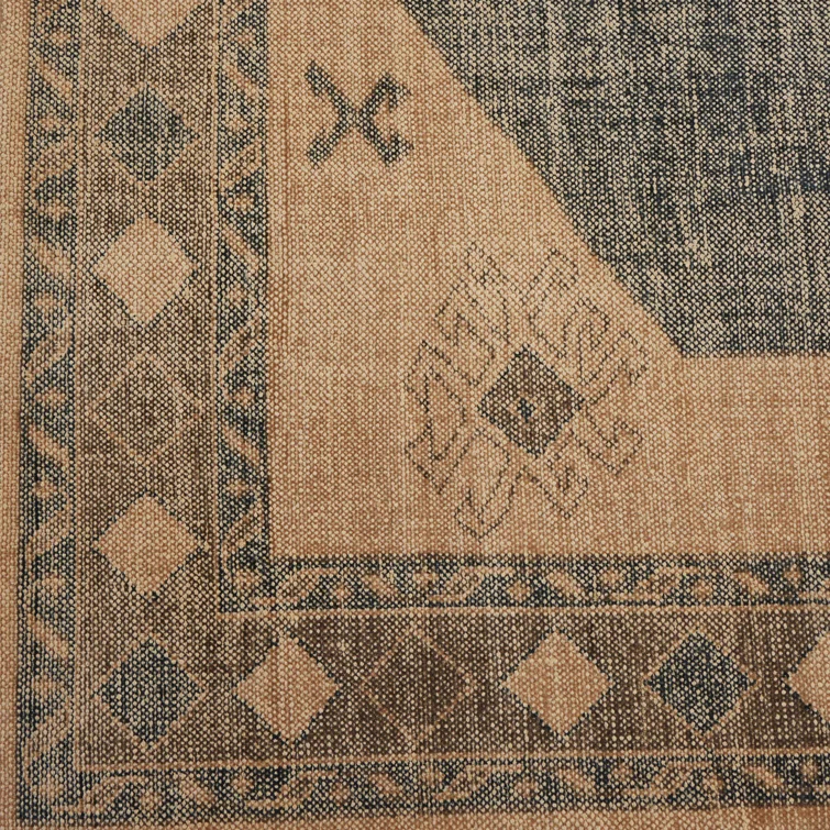 Samsa Navy Hand-Knotted Wool and Cotton 8' x 10' Area Rug