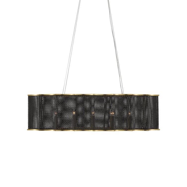 Mole Black and Gold Leaf 8-Light Wrought Iron Chandelier