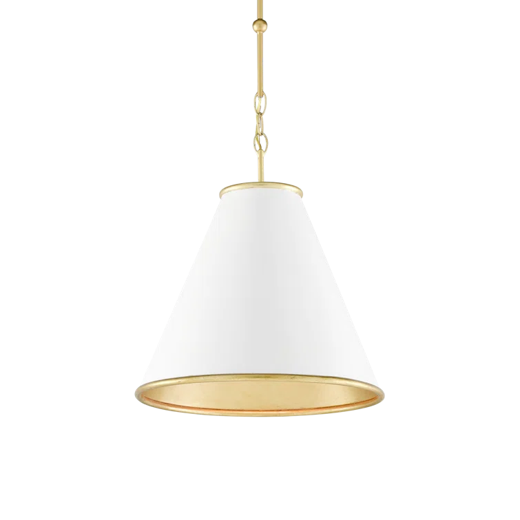 Adkins Pendant - Brass and White / 16"Dia