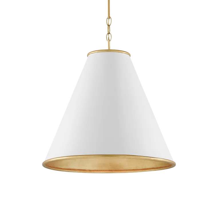 Adkins Pendant - Brass and White / 22"Dia