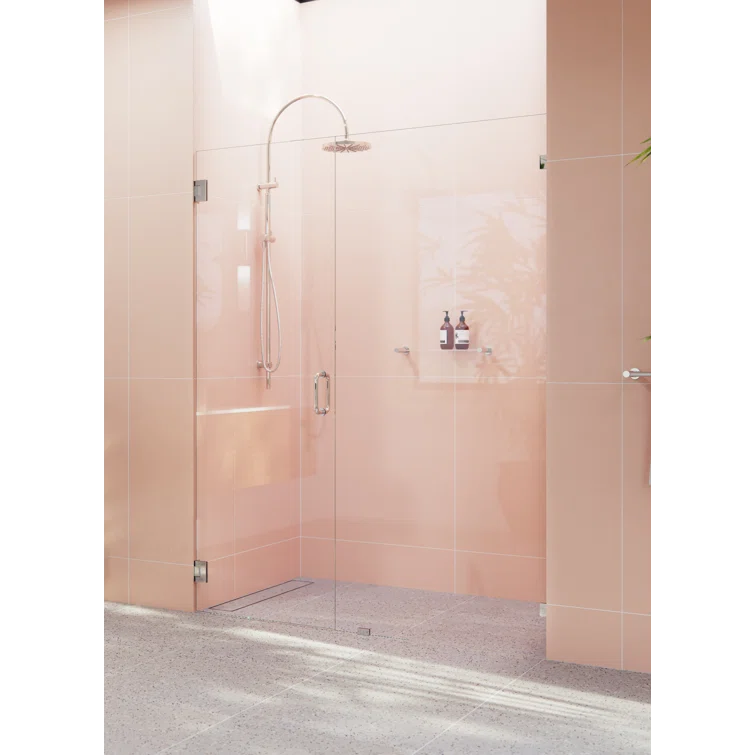 Illume 60 in. x 78 in. Fully Frameless Wall Hinge Shower Door