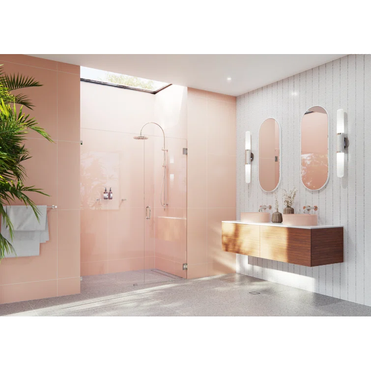 Illume 60 in. x 78 in. Fully Frameless Wall Hinge Shower Door