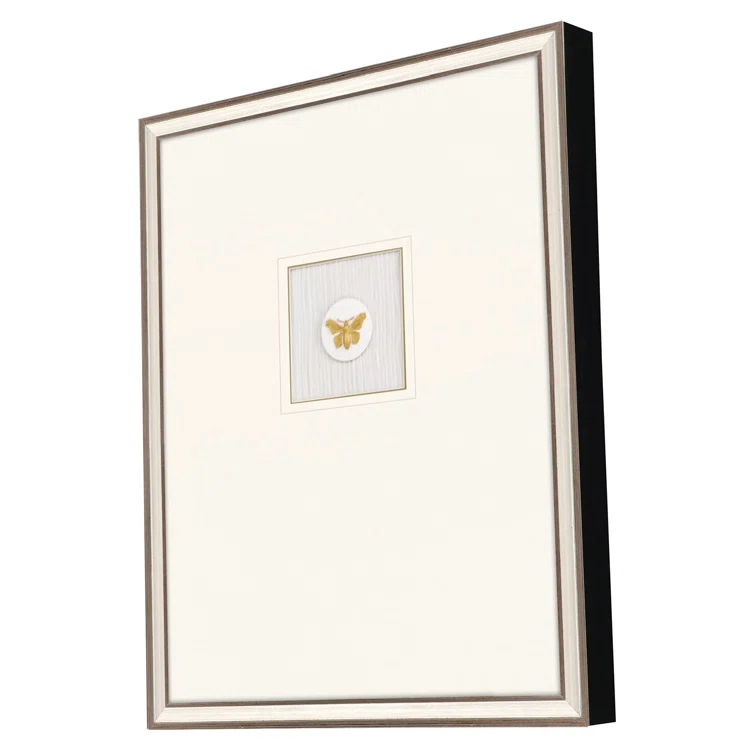 Gold Butterfly Print on Canvas with Silver Leaf Frame