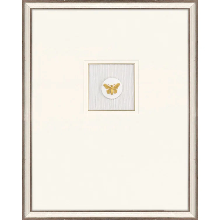 Gold Butterfly Print on Canvas with Silver Leaf Frame