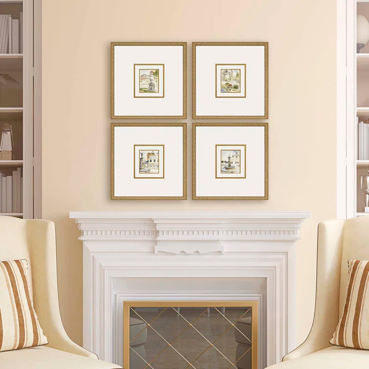 Antique Gold Framed Landscape Gallery Wall Art Set