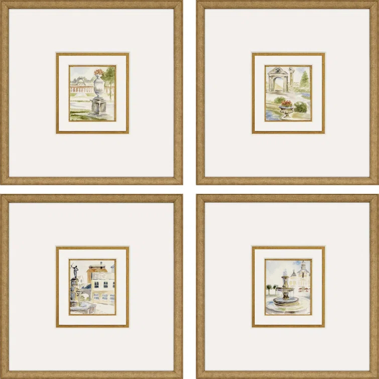Antique Gold Framed Landscape Gallery Wall Art Set