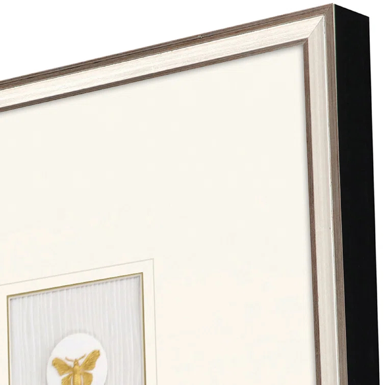 Gold Butterfly Print on Canvas with Silver Leaf Frame