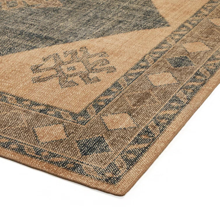 Samsa Navy Hand-Knotted Wool and Cotton 8' x 10' Area Rug