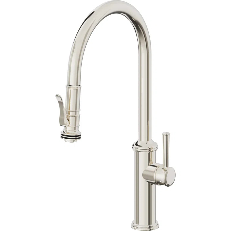 Davoli Polished Nickel Pull-Down Kitchen Faucet with Squeeze Sprayer