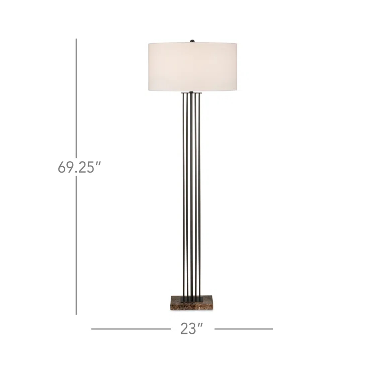 Adjustable Bronze Floor Lamp with Off-White Linen Shade
