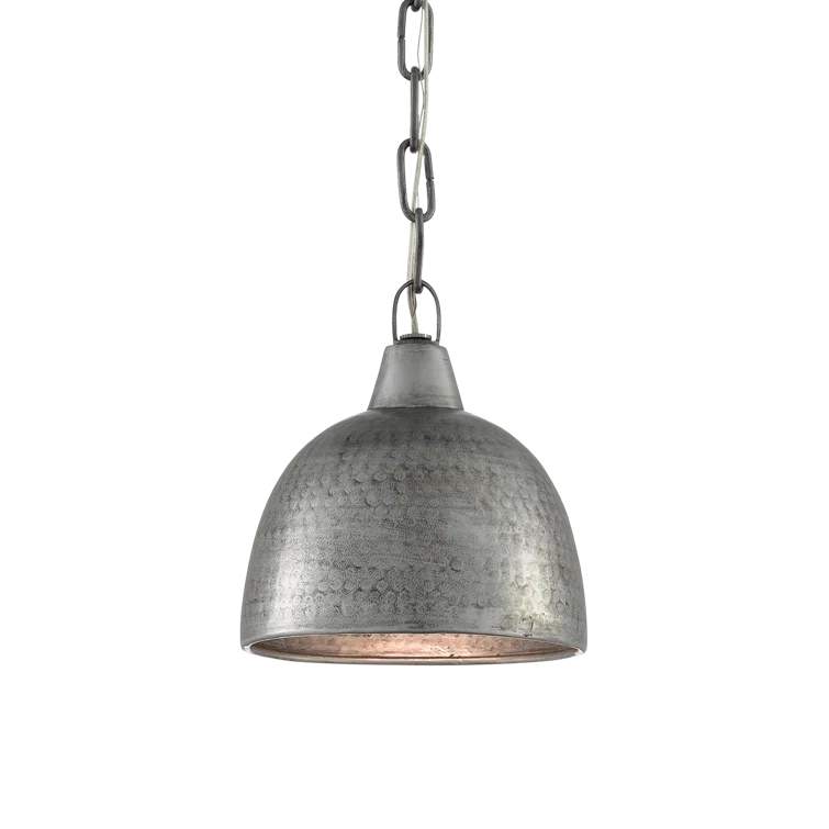 Blackened Steel 1-Light Bowl Pendant with Chain