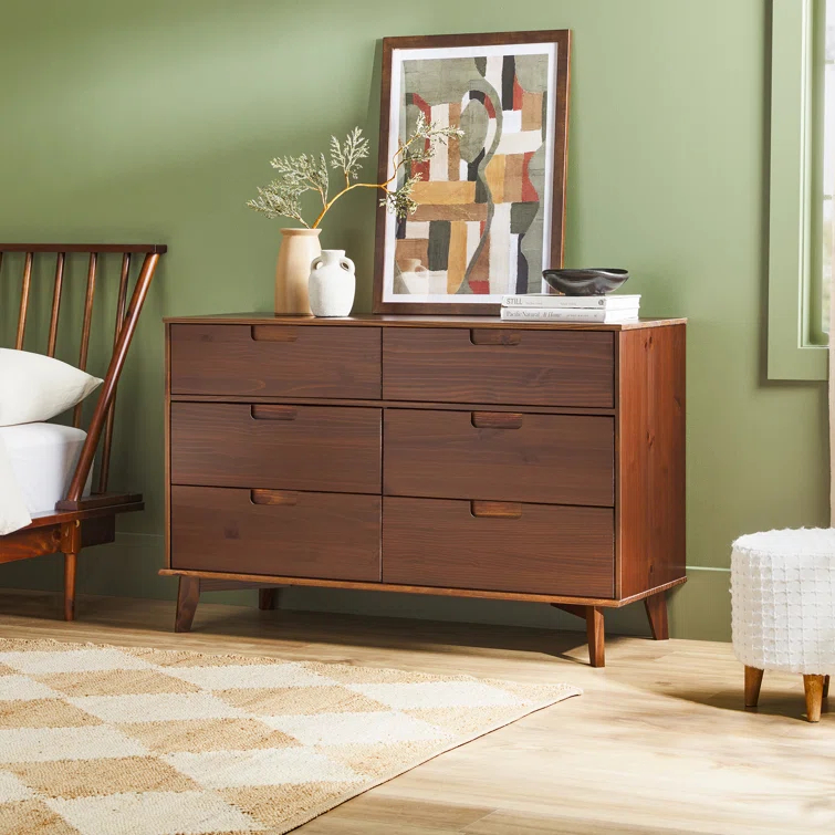 Yarber 6 Drawer Solid Wood Double Dresser