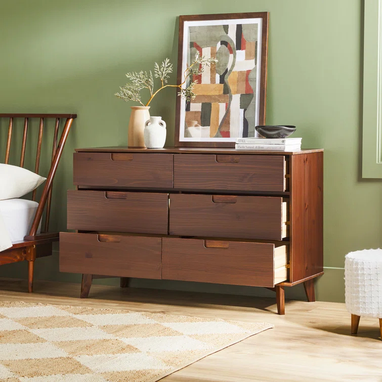 Yarber 6 Drawer Solid Wood Double Dresser