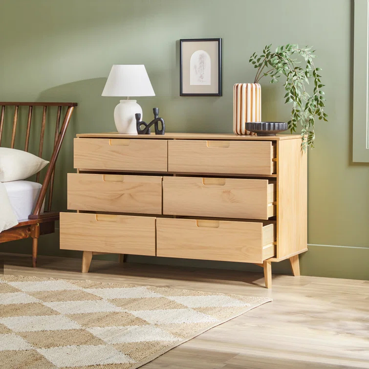 Yarber 6 Drawer Solid Wood Double Dresser