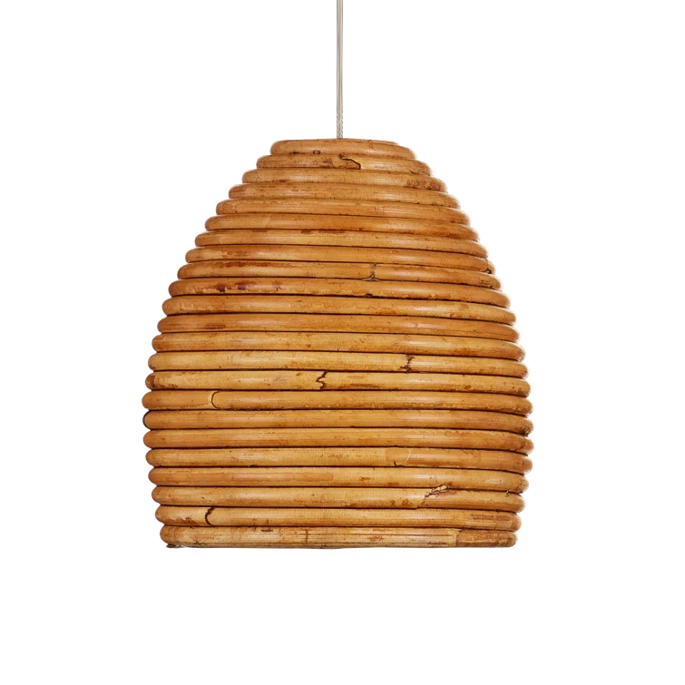 Beehive Rattan Shade Silver Finish 1-Light Pendant
