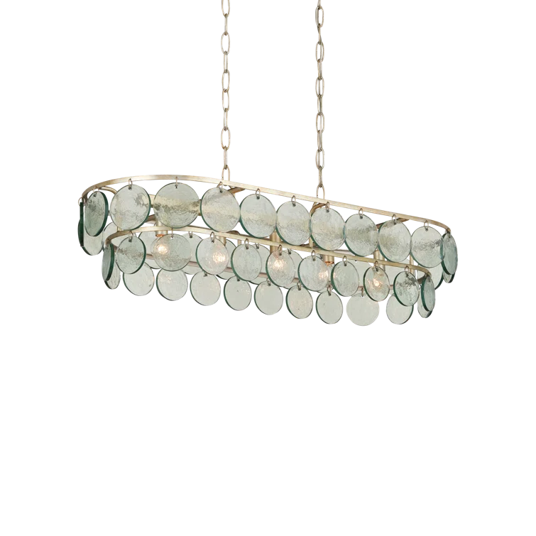 Silver Leaf 5-Light Chandelier with Recycled Glass Discs