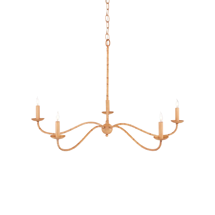 Saxon Natural Rattan 5-Light Candle Chandelier