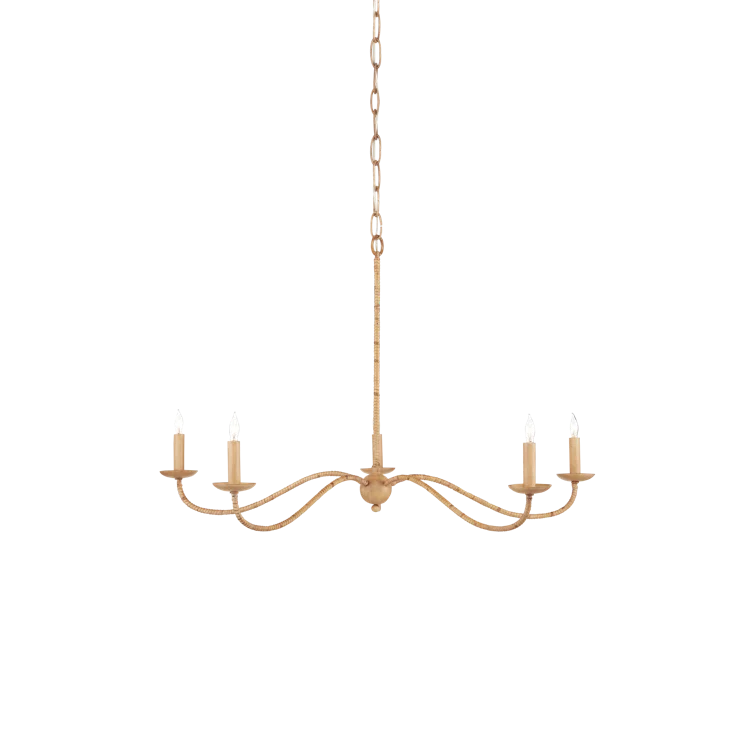 Saxon Natural Rattan 5-Light Candle Chandelier