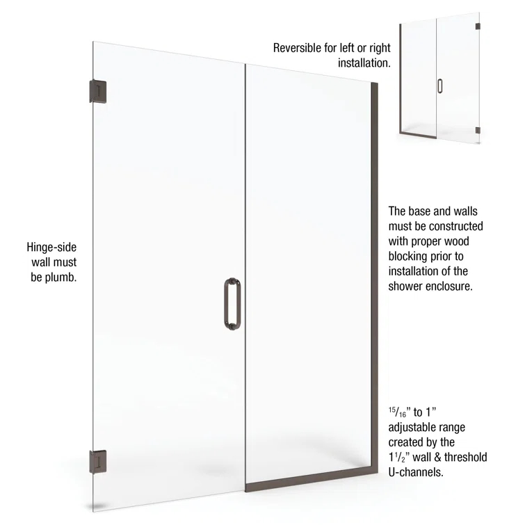 Celesta 58.06" W x 72" H Shower Door