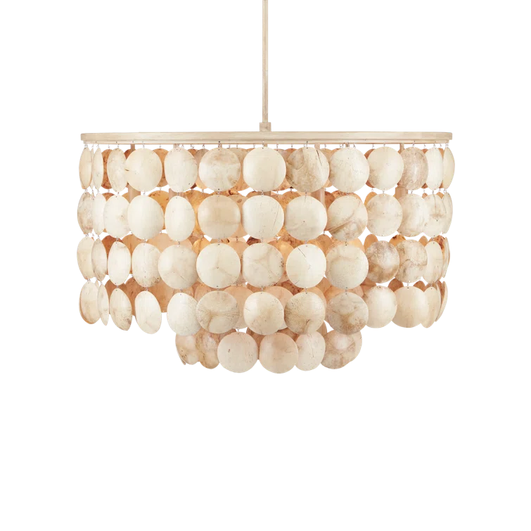 Coco Cream Drum Chandelier with Coconut Shell Discs