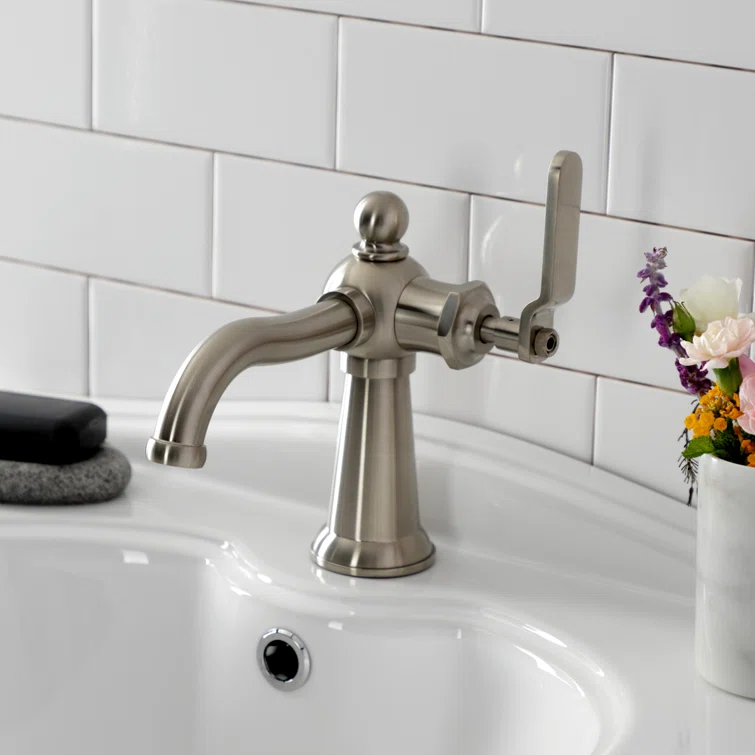 Kingston Brass Knight Single-Handle 1-Hole Deck Mount Bathroom Faucet with Push Pop-Up